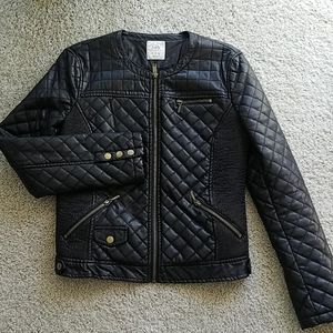 Zara Faux Leather Kilting Jacket